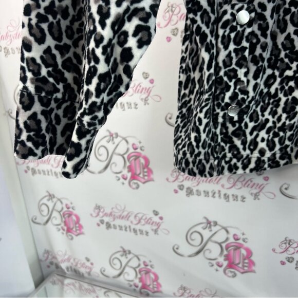 Jones Studio sweater zip up cheetah animal print black White Leopard Print Top - Picture 4 of 12